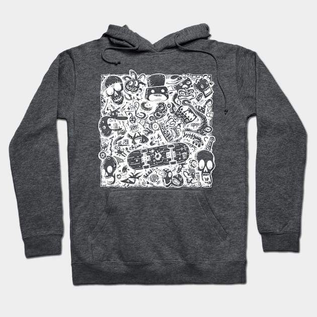 Skateboard Doodle Square Hoodie by Wayward Purpose